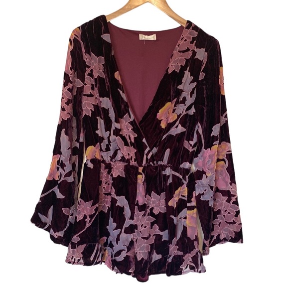 ALTAR’D State Boho Floral Long Sleeve Velvet Romper M - Picture 1 of 10